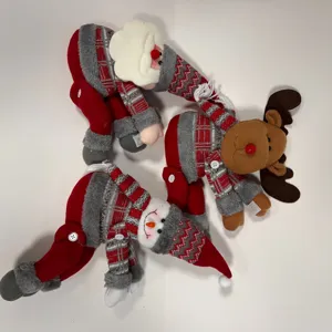 Christmas plush curtain buckle set featuring cute Santa, reindeer and snowman designs.