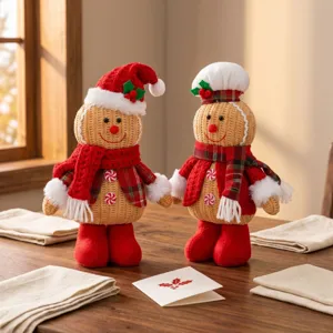 Kerst peperkoek man pluche poppen tafeldecoratie schattige vakantie feest cadeau set