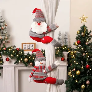Christmas Curtain Buckles Cartoon Doll Tieback Santa Claus Snowman Reindeer Christmas Decoration Window Curtain Holdbacks For Home Decor Festive Gift