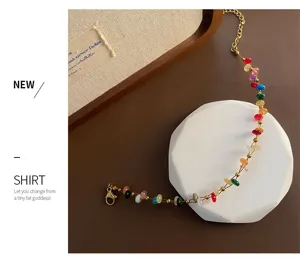 Collana avvolta di perle in pietra naturale francese elegante catena dorata gioielli