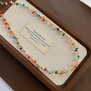 Collana girocollo pietre naturali perle francese elegante catena clavicola gioiello