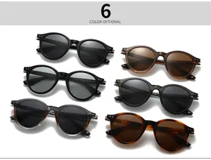 Vue détaillée de six options de couleur pour des lunettes de soleil rondes et polarisées.
