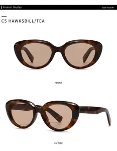 Vintage tortoise shell cat-eye sunglasses for women, stylish fashion streetwear sunglasses.