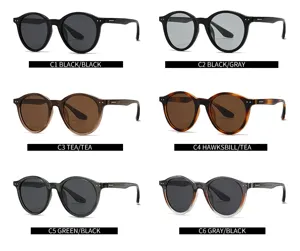 Lunettes de soleil rondes polarisees homme et femme, style retro protection UV400.