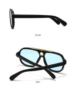 Retro Quadratische Sonnenbrille Damen Herren Modische Flache Oberseite UV400 Brille