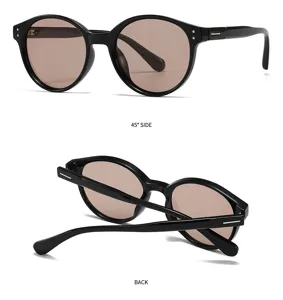 2026 Nouvelles Lunettes de Soleil Polarisées Rondes Protection UV Unisexe Noires Chic