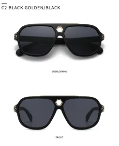 Moderne Retro Doppelsteg Sonnenbrille für Damen und Herren, stilvoller UV-Schutz Brillen Detailblick.
