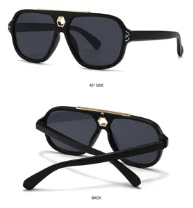 Moderne Retro-Sonnenbrille mit Metallsteg und einzigartigem Sechseck-Detail für Damen und Herren.