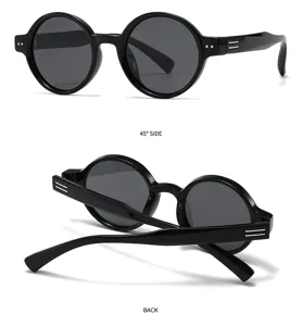 Lunettes de soleil rondes polarisées noires classiques pour hommes et femmes, protection UV.