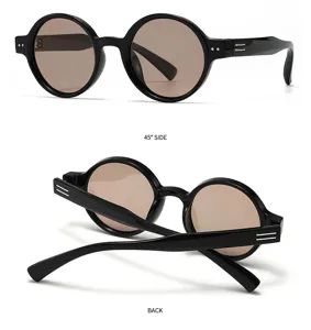 Lunettes de soleil rondes polarisees noires pour hommes et femmes avec protection UV.