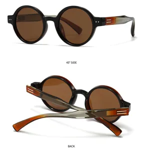 Lunettes de soleil rondes polarisées rétro pour hommes et femmes avec branches dégradées UV.