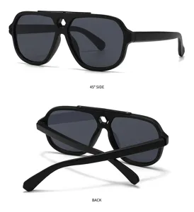 Schwarze Vintage Retro Sonnenbrille mit einzigartigem Obersteg und moderner Brille.