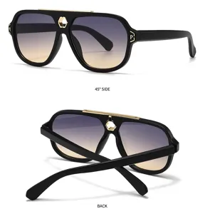 Modische Vintage Oversize Sonnenbrille mit Farbverlauf und stilvollem Metallsteg.