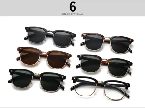 Retro browline sunglasses for men and women, classic half frame fashion sun glasses UV400.