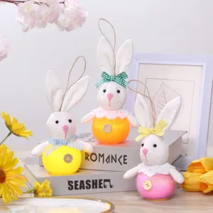 Easter bunny glowing hanging ornaments plush toys cute party decoration spring gifts