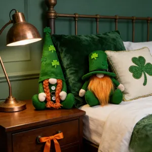 St Patrick Day Rudolf Faceless Gnome Doll Plush Irish Clover Green Leaf Festival Party Home Desktop Decor Craft Toy Ornament Gift