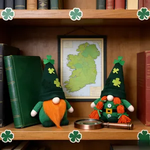 St Patrick's Day Gnome Plush Knitted Hat Shamrock Leprechaun Ornament Home Party Decoration Green Orange Beard Gift
