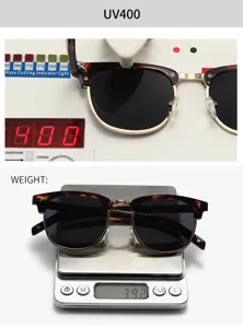 Retro browline sunglasses with UV400 protection, lightweight frame for daily outdoor wear.