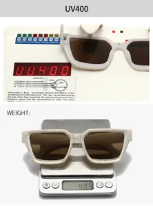 Occhiali da sole quadrati con motivo marmo chic, protezione UV400 e design leggero.