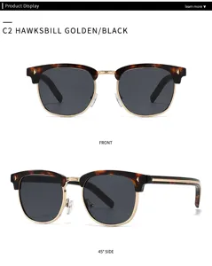 Vintage browline sunglasses for men and women, retro half frame design with UV400 protection.