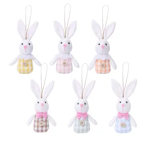 Conjunto de 6 adornos colgantes de felpa de conejo de pascua decoracion de primavera