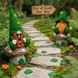 St. Patrick's Day plush gnome dolls set, Irish shamrock gnomes decor for holiday home.