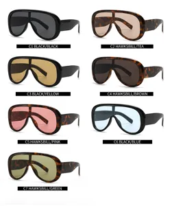 Oversized one-piece shield sunglasses for women men retro pilot sun glasses fashionable