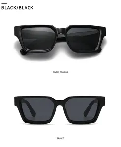 Occhiali da sole quadrati neri con montatura spessa, stile streetwear alla moda anti-UV.