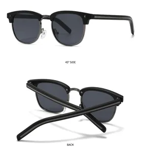 Retro browline sunglasses for men and women, stylish half-frame UV400 outdoor sun glasses.