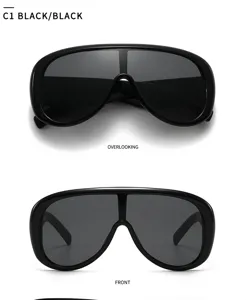 Oversized one-piece pilot sunglasses for men and women, stylish shield sun protection eyewear.