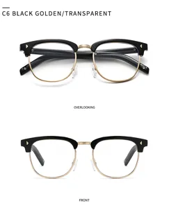 Vintage browline eyeglasses frame for men and women, classic half frame optical glasses stylish.