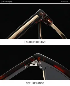 Detailed close-up of retro browline sunglasses highlighting sturdy metal hinge and tortoise frame.