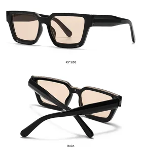 Chic occhiali da sole quadrati spessi con lenti sfumate per stile di strada alla moda UV400