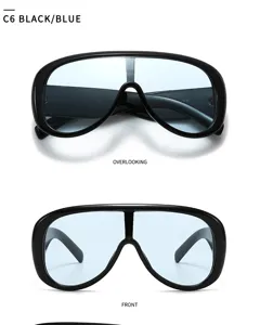 Oversized One-Piece Shield Sunglasses Fashion Trendy Unisex Sun Glasses Blue Lens