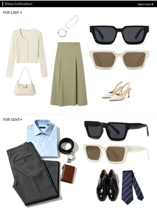 Occhiali da sole eleganti e dettagli di abbinamento di abbigliamento per look di tendenza.
