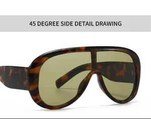 Oversized shield sunglasses for women men fashion aviator tortoise shell eyewear detail view