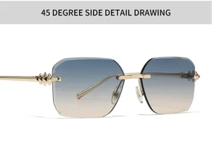 Lunettes de soleil carrées sans monture pour femme avec détail de décoration clous dorés