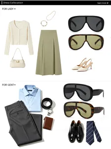 Men Women Fashion Outfit Collocation Set Stylish Shield Sunglasses Apparel Accessories