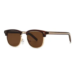 Retro browline sunglasses for men and women, stylish UV400 outdoor driving sunglasses.