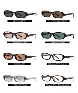 Vintage schmale rechteckige Sonnenbrille für Damen und Herren, schicke Retro Brille.