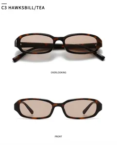 Retro schmale Sonnenbrille mit eckigem Gestell, schicke Schildpatt Teeglas Minimalist Stil Alltag.