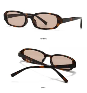 Retro schmale rechteckige Sonnenbrille Schildpatt Muster Vintage schicke Brille Detailansicht