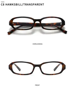Vintage schmale rechteckige Brillenstaender Schildpatt transparent optische Brille taegliche Mode