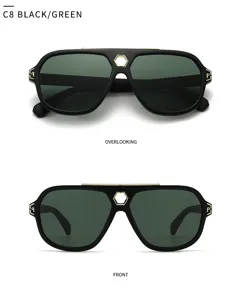 Moderne Retro Piloten-Sonnenbrille mit Sechseck-Steg und UV-Schutz für stilvolles Outfit.