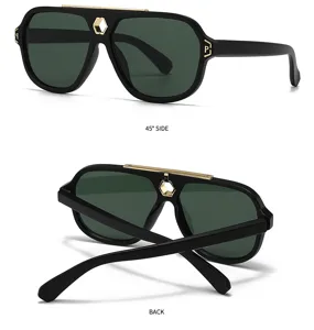 Klassische Piloten-Sonnenbrille mit goldenem Metallakzent und schwarzem Rahmen retro Stil.
