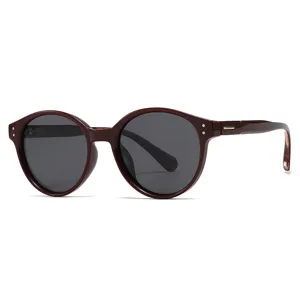 Lunettes de soleil rondes polarisées classiques pour hommes et femmes, bordeaux élégant.