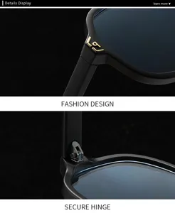 Detailansicht retro Sonnenbrille, mit quadratischem Gestell und sicherem Metallscharnier.