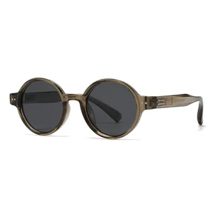 Lunettes de soleil polarisées rondes classiques avec monture en acétate marron tendance.