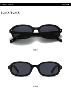 Retro pequeñas gafas de sol ovaladas negras vintage moda gafas protección UV elegante