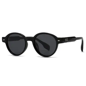Lunettes de soleil rondes noires classiques pour hommes et femmes avec protection UV